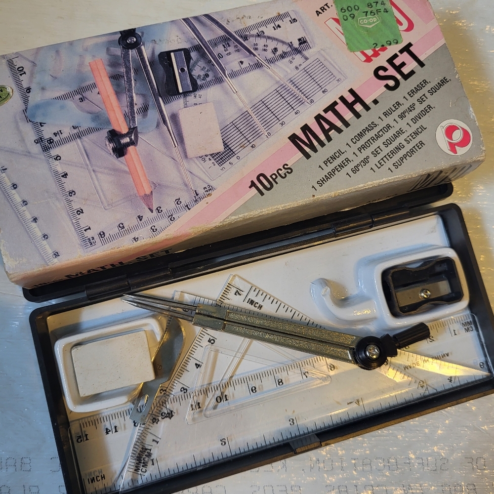 4 For $10 - Math Set with Compass and Ruler - Black